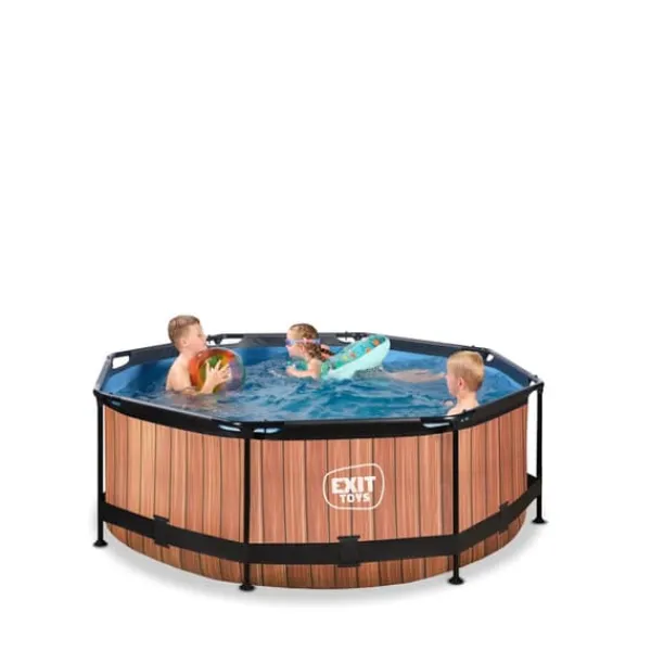 Clearance EXIT Wood pool ø244x76cm med filterpump - brun Pooler