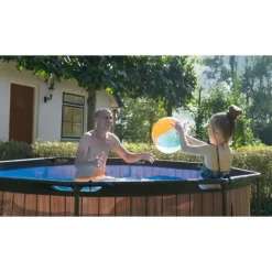 Clearance EXIT Wood pool ø244x76cm med filterpump - brun Pooler