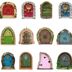 Fairy Dörr för träd Miniatyr Fairy Trädgård Utomhusdekor Tillbehör Gård Konst Skulptur Dekoration för barnrum Väggträd