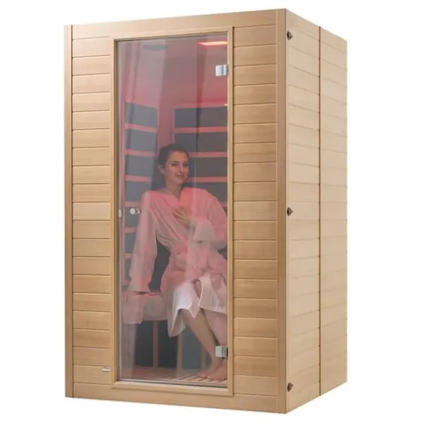 Far Infrared Trä Bastu för 2 Personer, 1800W, Effektiv Värme, Avkoppling och Hälsa, Inomhusbruk
