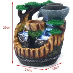 Feng Shui Bordfontän - Inomhus Vattenfall - Flödande Vatten - 2 LED-lampor - Resin - Modern Stil - Fristående - För Kontor och Hem