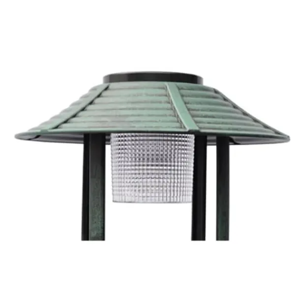 Outlet Fågelbad med soldriven lampa - Dekorativ trädgårdsartikel | Färg: Grön | Storlek: 40x40x110 cm För Fåglar & Småvilt