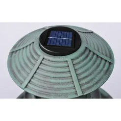 Outlet Fågelbad med soldriven lampa - Dekorativ trädgårdsartikel | Färg: Grön | Storlek: 40x40x110 cm För Fåglar & Småvilt