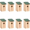 Best Fågelholkar 8 st trä 12x12x22 cm För Fåglar & Småvilt