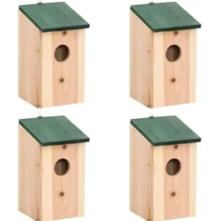 Discount Fågelholkar 4 st trä 12x12x22 cm För Fåglar & Småvilt