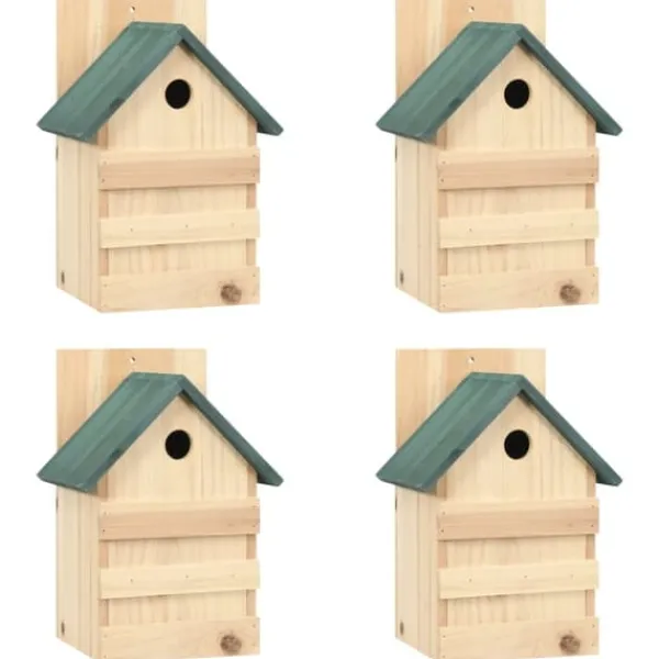 vidaXL Fågelholkar 4 st 23x19x33 cm granträ