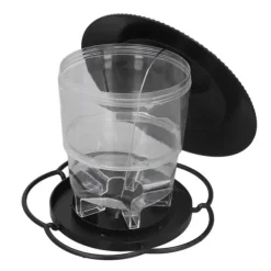 Fågelmatare 1L Slitstark ABS Lätt att fylla Transparent Behållare Bärbar Paviljong Design Hängande Fågelmatare