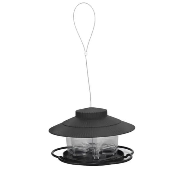 Fågelmatare 1L Slitstark ABS Lätt att fylla Transparent Behållare Bärbar Paviljong Design Hängande Fågelmatare