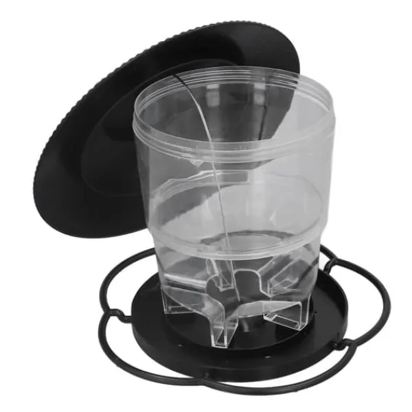 Fågelmatare 1L Slitstark ABS Lätt att fylla Transparent Behållare Bärbar Paviljong Design Hängande Fågelmatare