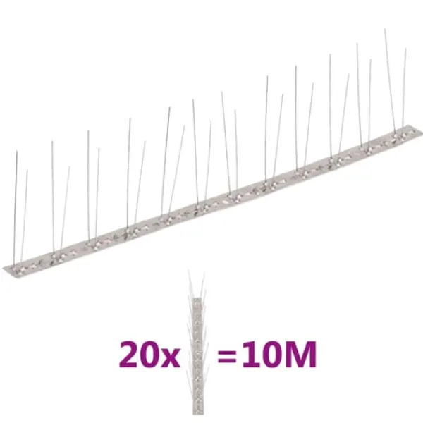Sale Fågelpiggar i rostfritt stål - Set om 20 st | Längd: 10 m | Färg: Silver Insektsmedel & Djuravvisande Medel