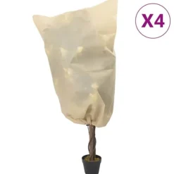 Fiberdukar med dragsko för växtskydd - 4 st | Storlek: 0,8x1 m | Vikt: 70 g/m²