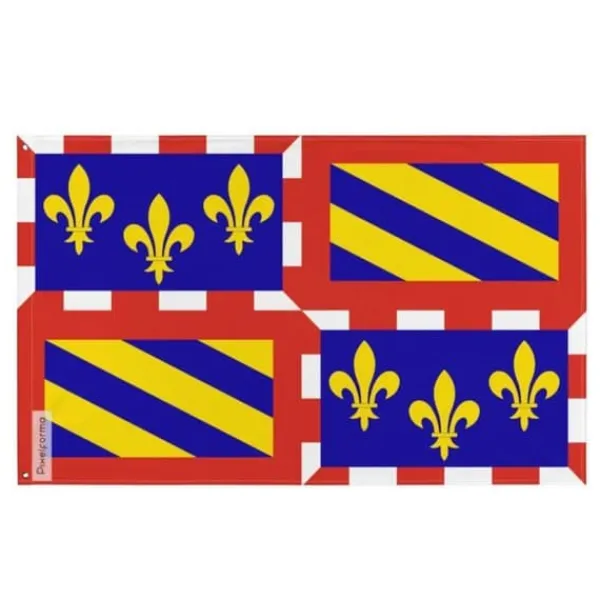 Flagga - Bourgogne - 96 x 144 cm - Polyester - Tryck på fram- och baksidan - Öljett i järn