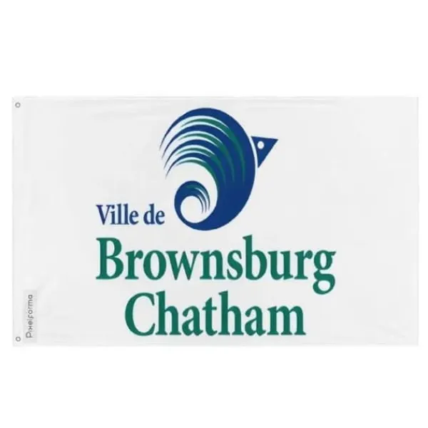 Flagga - Brownsburg-Chatham - 64 x 96 cm - Polyester - Tryck på fram- och baksidan - Metallöglor
