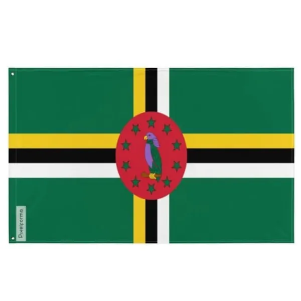 Outlet Flagga - Dominique - 90 x 150 cm - Polyester - Framsida/baksida - Metallöglor Flaggor & Vindstrutar