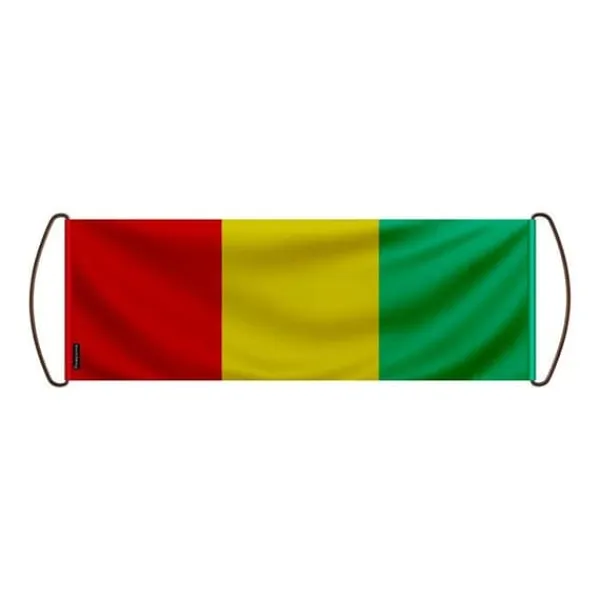 Flagga - Ej specificerad - Guinea flagga - 17 x 50 cm - Vattentåligt tyg - Tryck på fram- och baksidan