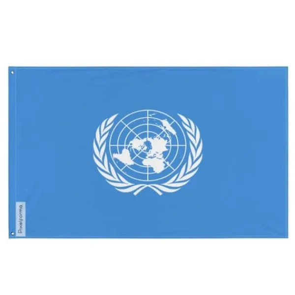 Flagga - Förenta Nationerna - 60 x 90 cm - Polyester - Tryck på framsidan/baksidan - Metallöglor