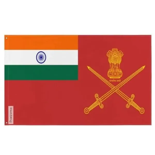 New Flagga - Indiska Armén - 160 x 240 cm - Polyester - Tryck fram/bak - Metallöglor Flaggor & Vindstrutar