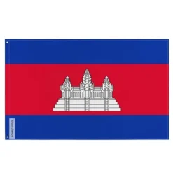 Flagga - Kambodja - 128 x 192 cm - Polyester - Framsidan/baksidan - Oljett av järn