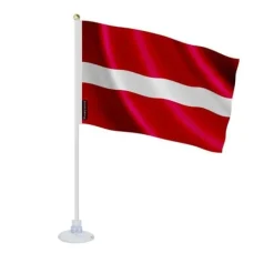 Flagga - Lettland - Mini Flagga med Sugkop - 14 x 21 cm - Polyester - Tryck Fram/Back