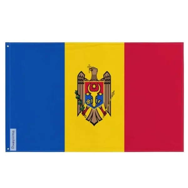 Online Flagga - Moldavien - 128 x 192 cm - Polyester - Framsida/baksida - Öljett i järn Flaggor & Vindstrutar