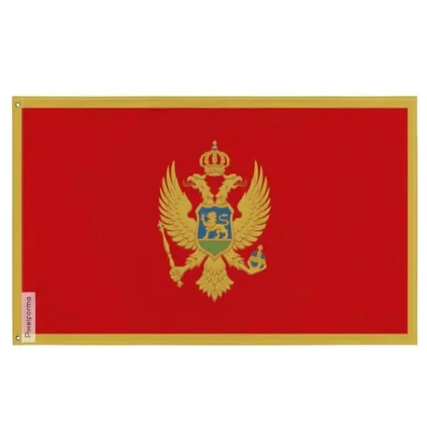 Flagga - Montenegro - 160 x 240 cm - Polyester - Framsidan/baksidan - Metallöglor
