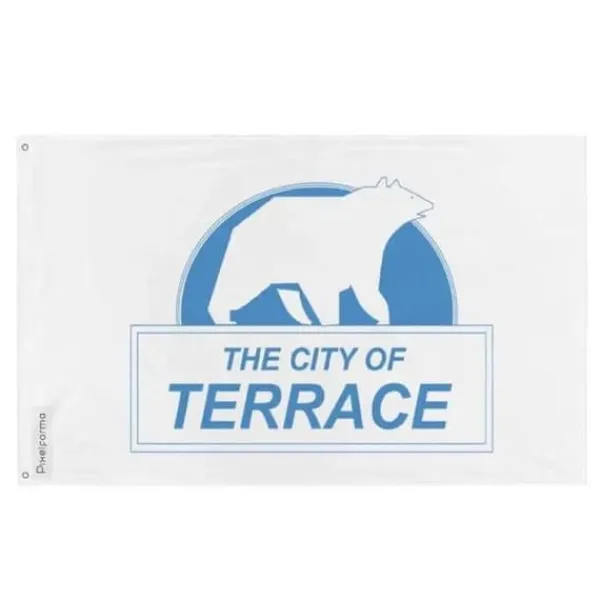 Flagga - Terrass - 60 x 90 cm - Polyester - Tryck fram/bak - Metallöglor