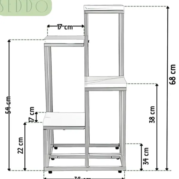 Flernivås stående blomställning för blommor och växter, industriellt rustikt 68