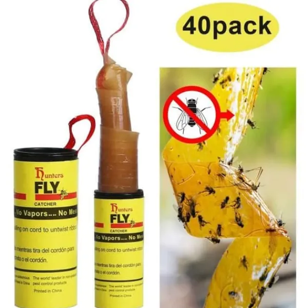 Online Fånga Fluga Papper Döda Fluga Inuti och Ute Använd Mot Flugor, Myggor och Andra Flygande Insekter (40 Rullar) Skadedjursfällor