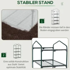 Outlet Folieväxthus 70x50x160 cm med 4 hyllplan, vitt – tomathus/drivbänk Växthus