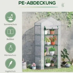 Outlet Folieväxthus 70x50x160 cm med 4 hyllplan, vitt – tomathus/drivbänk Växthus