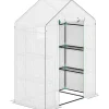 Discount Folieväxthus 143x74x190 cm med rullport, fönster & hyllor, vitt Växthus