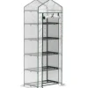 Clearance Folieväxthus 69x49x193 cm med rullport & hyllor, vintertåligt, stål, vitt Växthus