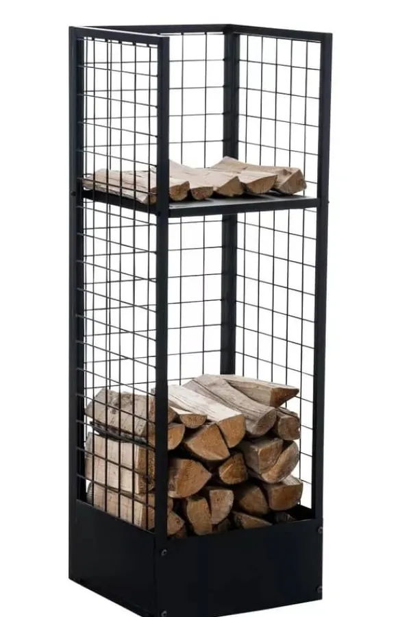 Forrest Firewood Rack - Black Metal, 40x40x120 cm
