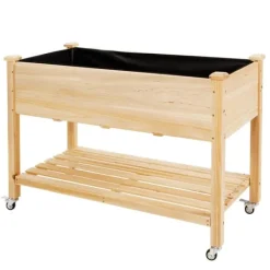 Förhöjd planteringsbädd, 121×60×84 cm, Naturalfärgad