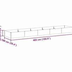 Sale Förhöjd planteringslåda i galvaniserat stål - - 485x100x36 cm - Ljusbrun - Väderbeständig Planteringsbänkar