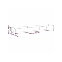 Sale Förhöjd planteringslåda i galvaniserat stål - - 485x100x36 cm - Ljusbrun - Väderbeständig Planteringsbänkar