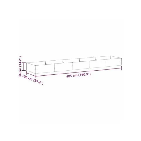 Sale Förhöjd planteringslåda i galvaniserat stål - - 485x100x36 cm - Ljusbrun - Väderbeständig Planteringsbänkar