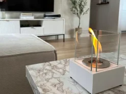 Outlet Fristående biokamin 13x13x17 cm Smart White strukturerad matt Öppna Spisar