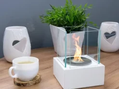 Outlet Fristående biokamin 13x13x17 cm Smart White strukturerad matt Öppna Spisar
