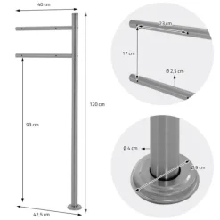 Discount Fristående brevlåda med tidningsfack 37 cm antracit inkl. stativ 120 cm högt Fristående brevlåda Silver Postlådor & Brevlådor
