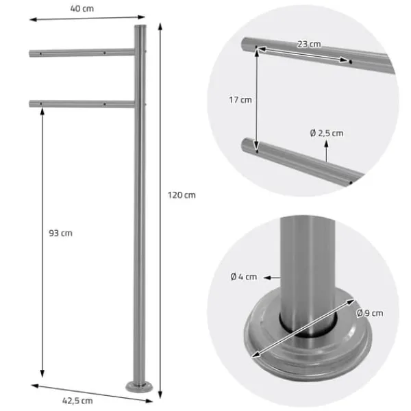 New Fristående brevlåda med tidningsfack 37 cm antracit inkl. stativ 120 cm högt Fristående brevlåda Silver Postlådor & Brevlådor
