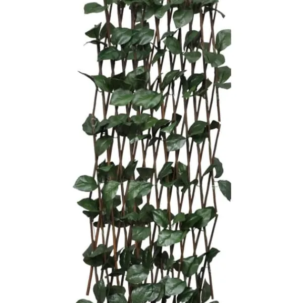 New Förlängningsbart spaljéstaket i pil med konstlöv - Trädgårdsstaket | Storlek: 180x60 cm | Färg: Naturlig pil Valvbågar, Spaljéer, Bersåer & Pergolor