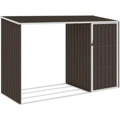 New Förråd & Redskapsbodar - Living Vedskjul brun 245x98x159 cm galvaniserat stål Skjul, Garage & Carports