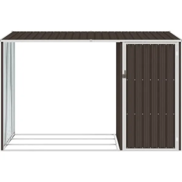 New Förråd & Redskapsbodar - Living Vedskjul brun 245x98x159 cm galvaniserat stål Skjul, Garage & Carports