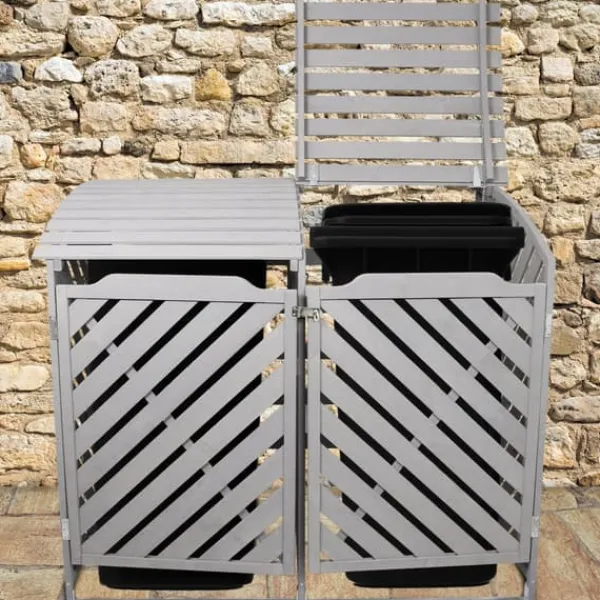 Förråd för 2 x 240 Liter Soptunnor med Lock Gråmålat Granträ Förvaringsbod Bod Skjul Trädgård Trädgårdskjul Utomhus Förvaring Låsbar + Monteringskit | CDON Skjul, Garage & Carports
