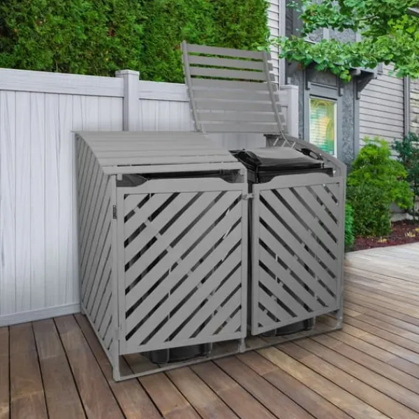 Outlet Förråd för 2 x 240 Liter Soptunnor med Lock Gråmålat Granträ Förvaringsbod Bod Skjul Trädgård Trädgårdskjul Utomhus Förvaring Låsbar + Monteringskit | CDON Skjul, Garage & Carports