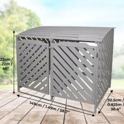 Outlet Förråd för 2 x 240 Liter Soptunnor med Lock Gråmålat Granträ Förvaringsbod Bod Skjul Trädgård Trädgårdskjul Utomhus Förvaring Låsbar + Monteringskit | CDON Skjul, Garage & Carports