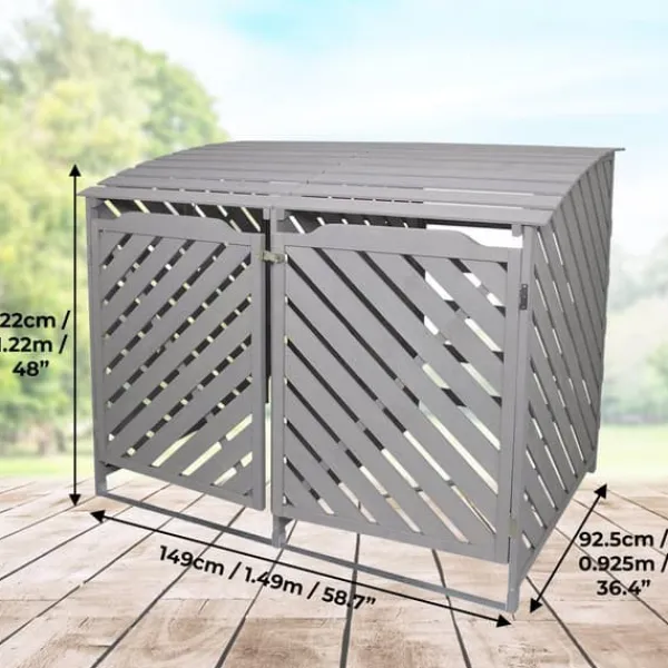 Outlet Förråd för 2 x 240 Liter Soptunnor med Lock Gråmålat Granträ Förvaringsbod Bod Skjul Trädgård Trädgårdskjul Utomhus Förvaring Låsbar + Monteringskit | CDON Skjul, Garage & Carports