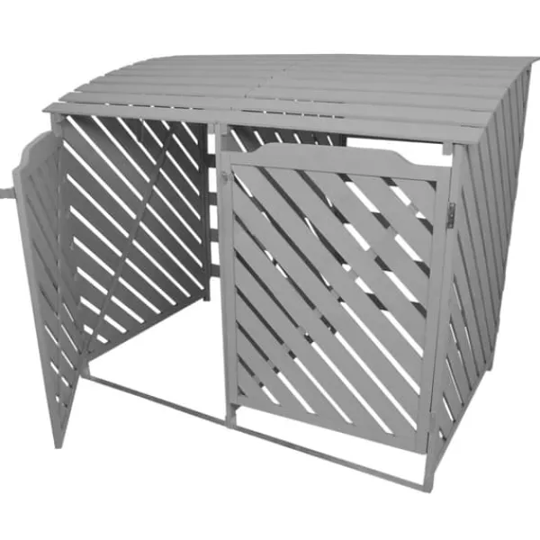 Outlet Förråd för 2 x 240 Liter Soptunnor med Lock Gråmålat Granträ Förvaringsbod Bod Skjul Trädgård Trädgårdskjul Utomhus Förvaring Låsbar + Monteringskit | CDON Skjul, Garage & Carports