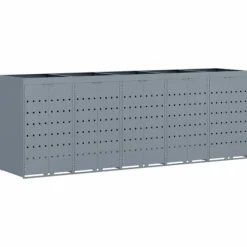 vidaXL Förvaring för 5 soptunnor Ljusgrå 340 x 77,5 x 121,5 cm